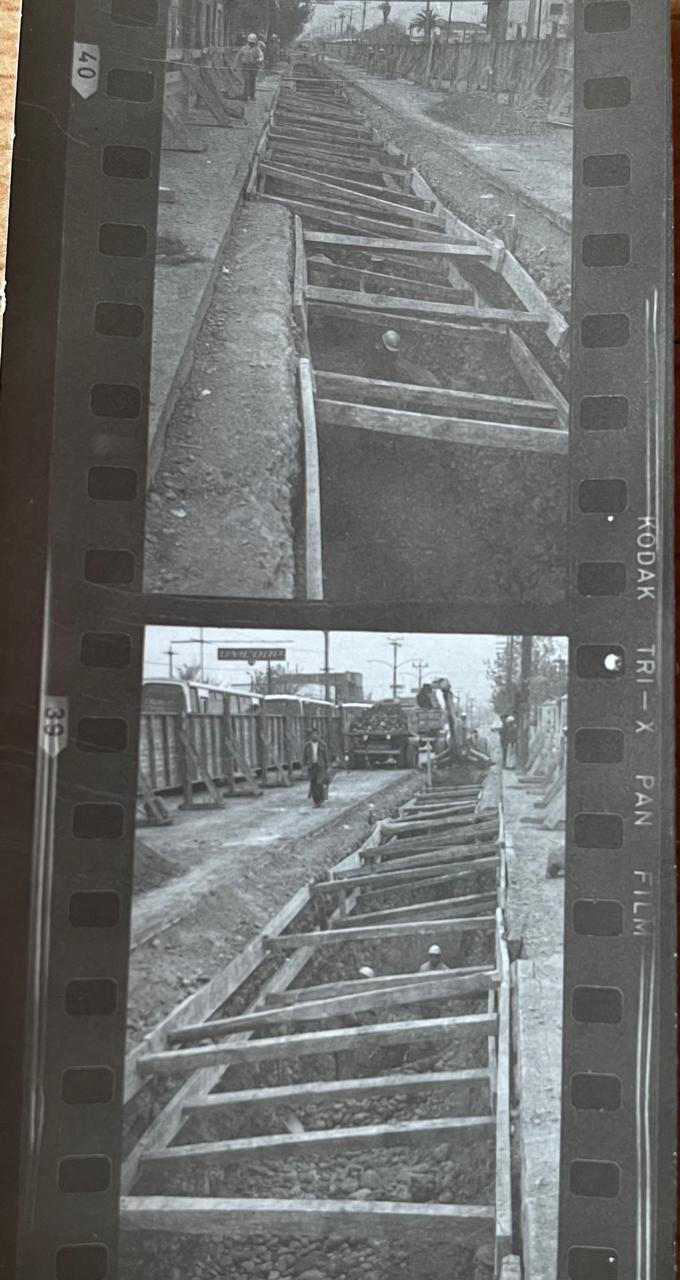 Fotografias y negativos de construcción del la línea Nº 2 del Metro 