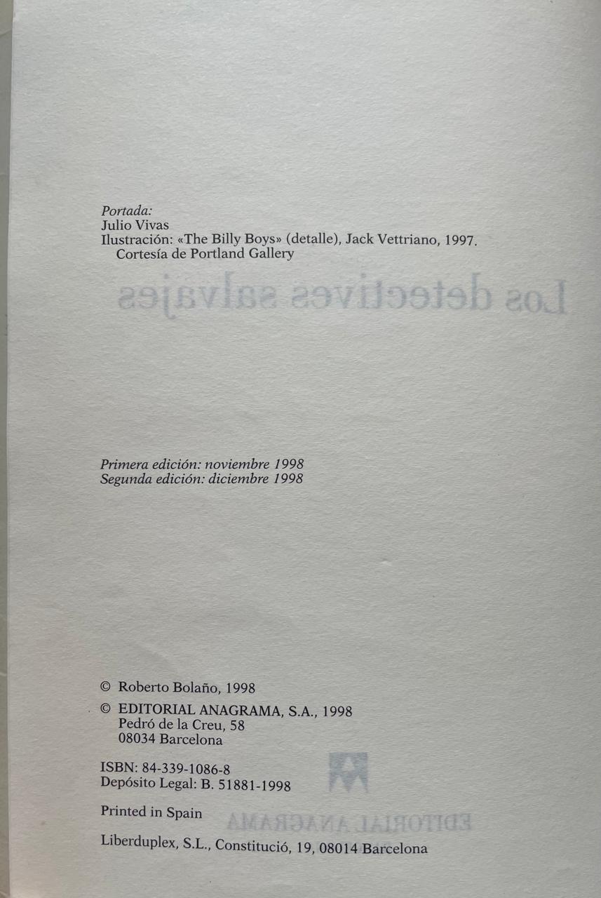 Roberto Bolaño	Los detectives salvajes 