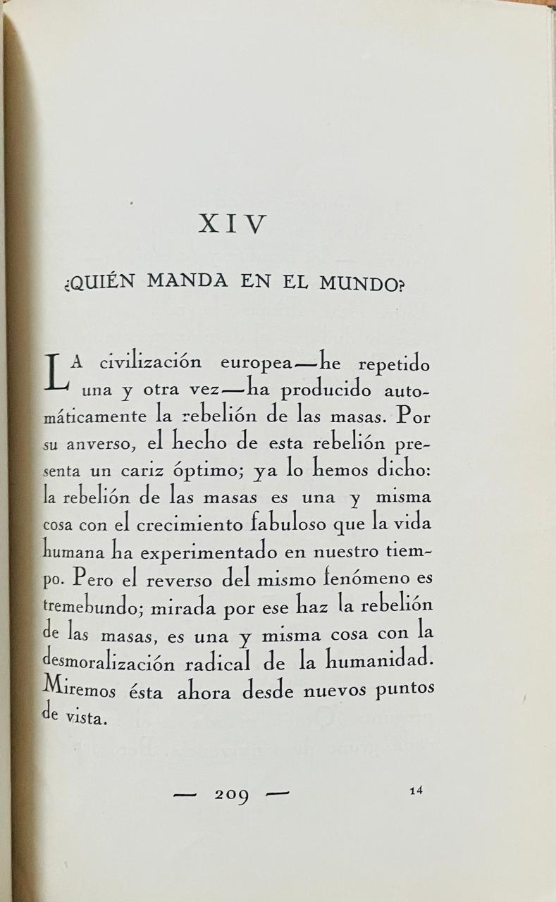 José Ortega y Gasset 	La rebelión de las masas 