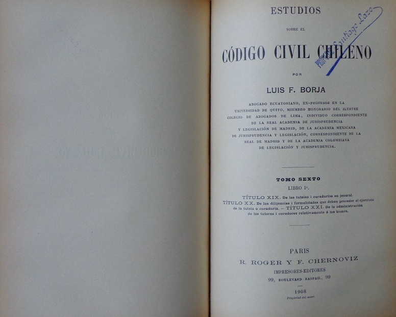 Luis F. Borja. Estudios sobre el Código Civil Chileno 