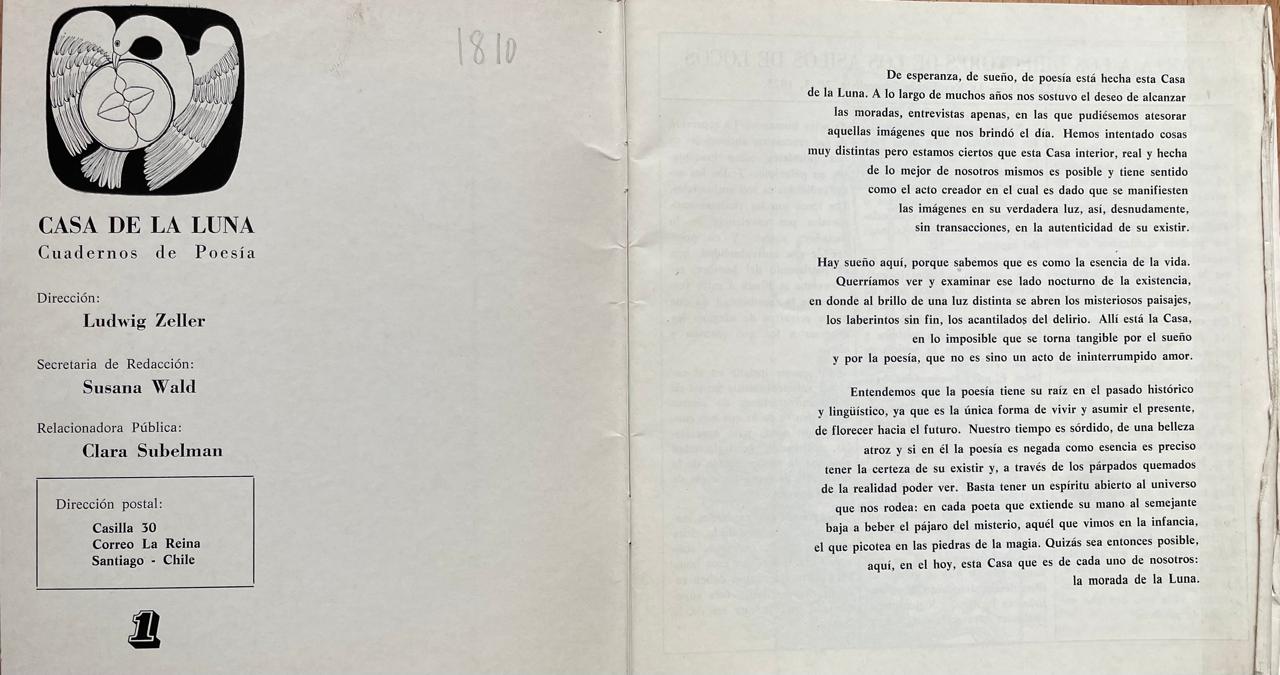 Ludwig Zeller (Dirección)	Casa de la Luna. Cuadernos de Poesía 