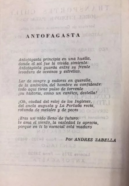 Plano y guía de turismo de la provincia de Antofagasta 