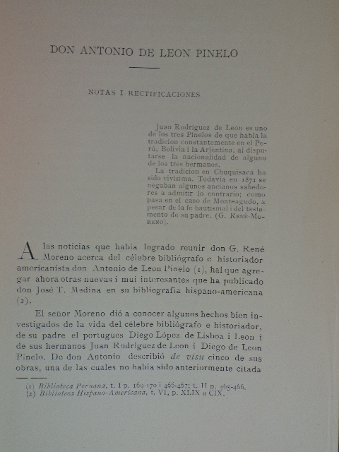 Juan Enrique O’Ryan - Don Antonio de Leon Pinelo : notas i rectificaciones  