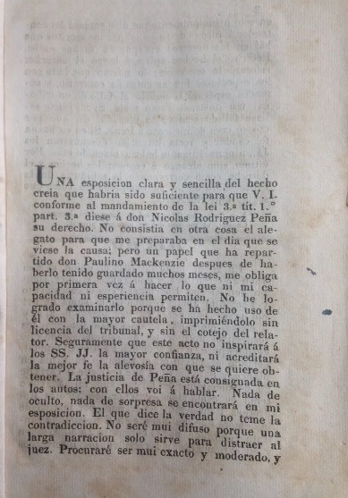 Rodriguez Peña Buenos Aires Pleito Paulino Mackenzie 1838