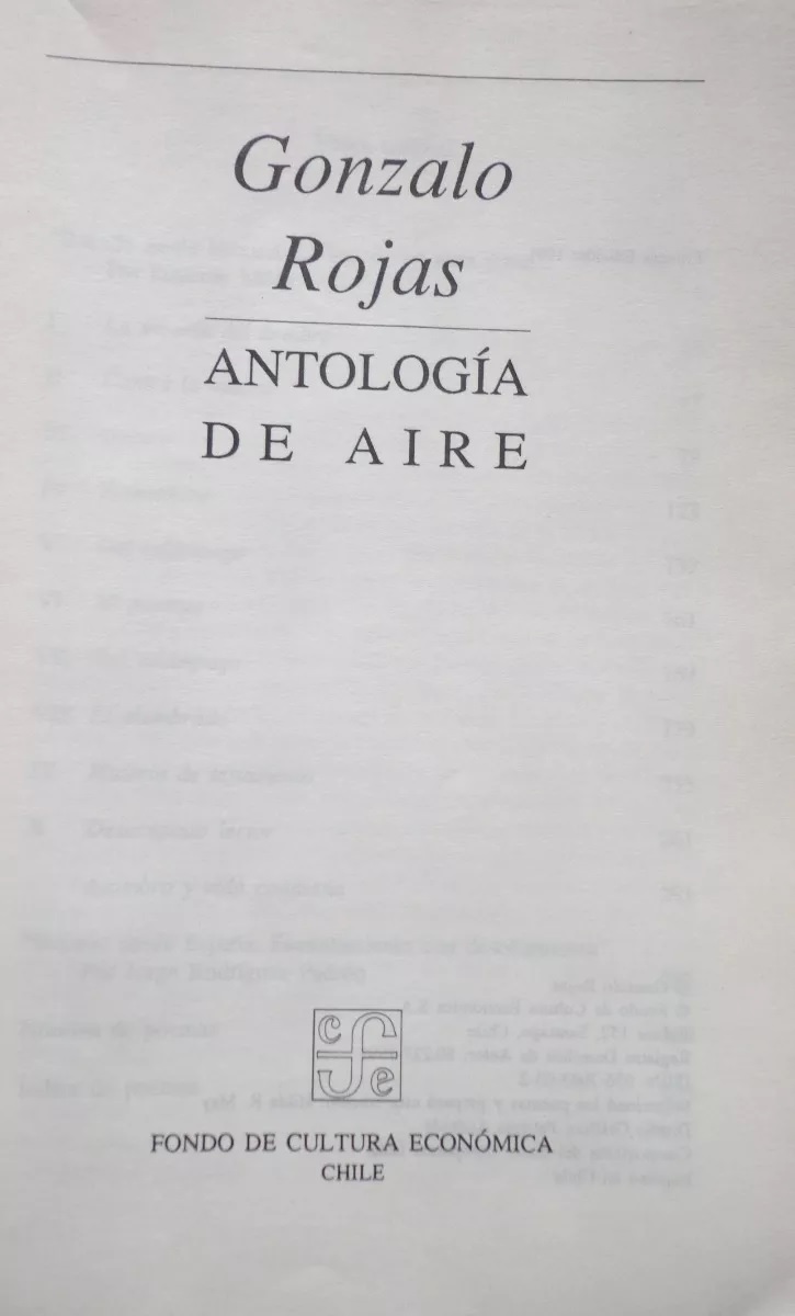 Gonzalo Rojas. Antología de aire 