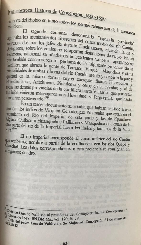 Iván Inostroza Córdova	Historia de Concepción. Organización colonial y economía agraria 1600-1650.