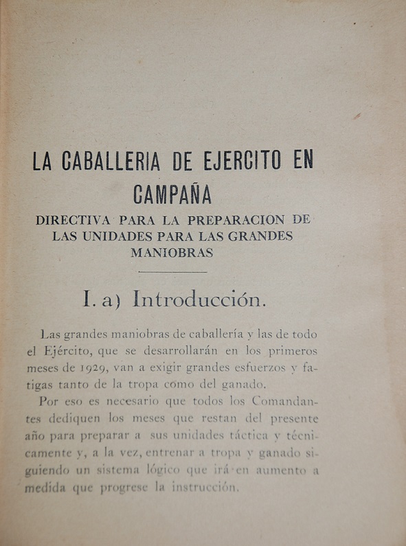 Ejercito de Chile, División de Caballeria. - La caballeria de Ejército en Campaña: directiva para la preparación de las unidades para las grandes maniobras 